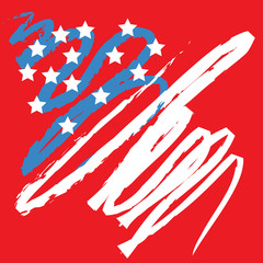 Fototapeta na wymiar Flag of America, hand-drawn illustration