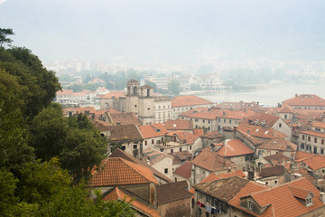 View over the old historical center of Kotor in Montenegro
