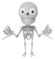 3D Skeleton Mascot is Taking a gesture that promises. 3D Skull Character Design Series.
