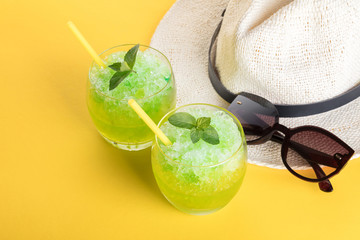 Cocktail mojito and hat
