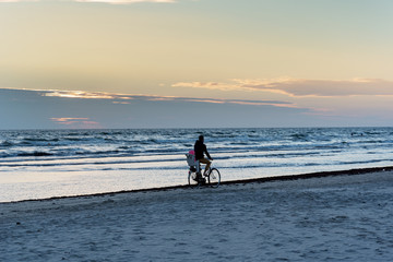 Naklejka premium Sunset by Baltic sea, Liepaja, Latvia.