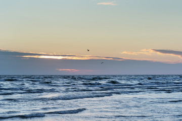Sunset by Baltic sea, Liepaja, Latvia.