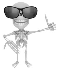 3D Skeleton Mascot the left hand best gesture and the right hand guides. 3D Skull Character Design Series.