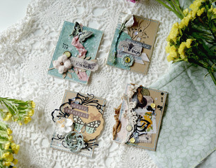 Paper ATS in scrapbooking style. Beautiful art. Eco style cards. Spring mood.