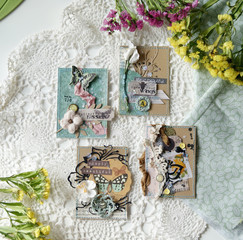 Paper ATS in scrapbooking style. Beautiful art. Eco style cards. Spring mood.