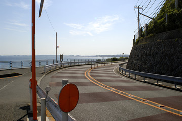 海岸道路のカーブ