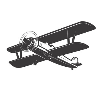 Vintage Plane Illustration Isolated On White Background. Design Element For Logo, Label, Emblem, Sign. Vector Illustration