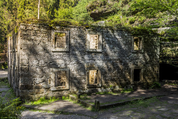 Dolský mlýn. Old building. Ruin of an old mill building. Dolsky mill in national park with old ruin of mill in north Bohemia. 