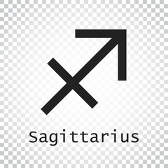 Sagittarius zodiac sign. Flat astrology vector illustration on isolated background. Simple pictogram.