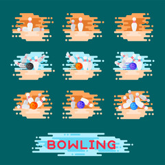 Fototapeta premium Vector bowling emblem design template badge item design for sport league teams success equipment champion illustration.
