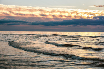 Beautiful sunset at the sea, the Baltic Sea