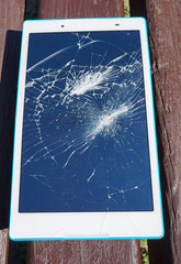 Broken display of a tablet