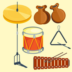 Fototapeta na wymiar Musical drum wood rhythm music instrument series set of percussion vector illustration