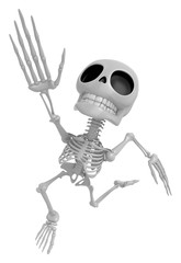 3D Skeleton Mascot Goes up like a cartoon hero. 3D Skull Character Design Series