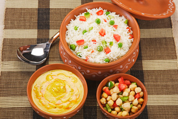 Vegetable Pilau with Kadi or Indian Vegetable Biryani
