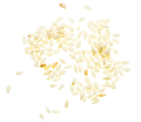 Sesame seeds on white background