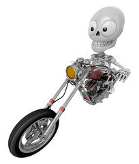 3D Skeleton Mascot is motorbikes driving. 3D Skull Character Design Series.