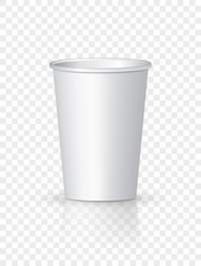 White Paper Coffee Cup isolated. Cardboard vector cup container for tea or coffee