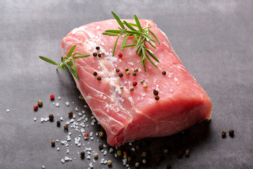 Raw pork loin with spices