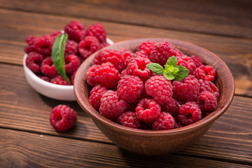 Red fresh raspberries