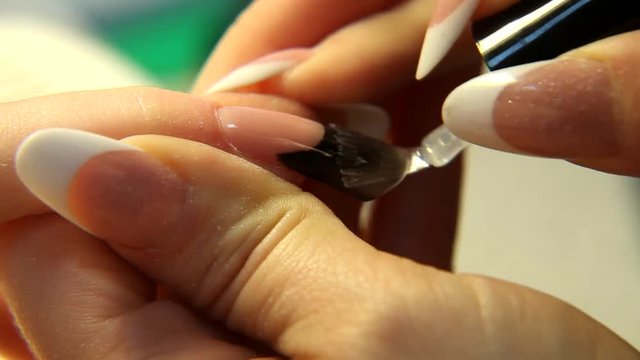 Studio beauty.Female hands nails manicure close up. 
