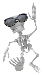 3D Skeleton Mascot on Running. 3D Skull Character Design Series.