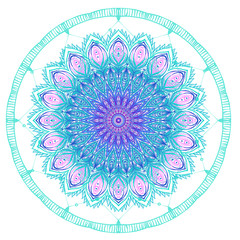 Hand drawn Native American Indian talisman dreamcatcher with feathers and moon. Vector hipster colorful gradient illustration isolated on black.