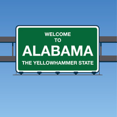 Vector - Welcome to Alabama the Beautiful Interstate Highway overpass sign in a blue sky