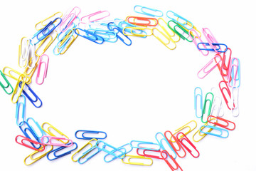 Colorful paper clip on white background
