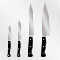 Vector - Set of Kitchen Knives Illustration on a tinted background