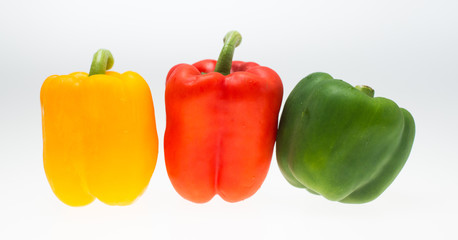 Bell peppers on white background.