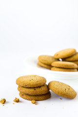 Fototapeta na wymiar Oatmeal cookies on white background