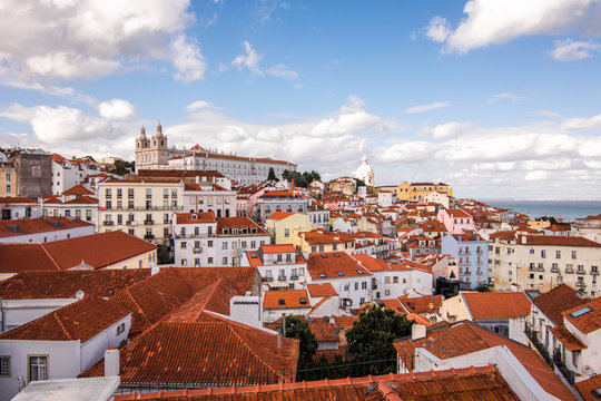 Lisbon, Portugal skyline view over Alfama. Lisboa