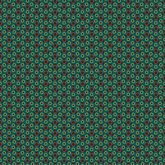 Abstract Geometric Pattern with Fidget Spinners, Seamless Vector Background. Green, Black, Orange. Night colors.