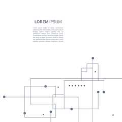 Wireframe element with abstract figure. Connected lines and dots. Vector Illustration
