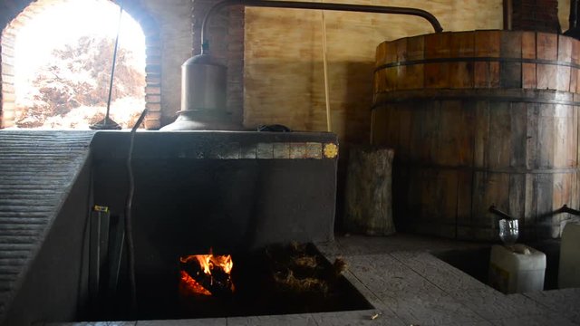 Mezcal being distilled in Oaxaca, Mexico