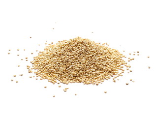 Organic quinoa seeds isolated on white background