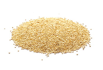 Organic quinoa seeds isolated on white background