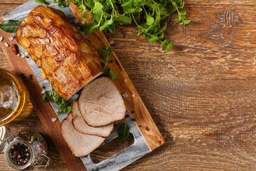 Roasted beef sirloin.