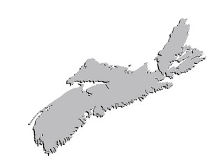 3D Stylised Vector Nova Scotia, Canada Territory Map Grey
