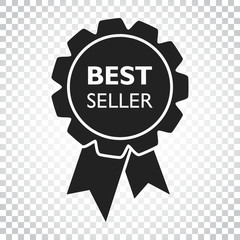 Best seller ribbon icon. Medal vector illustration in flat style on isolated background. Simple business concept pictogram.