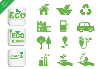 Ecology icon set. Vector Illustration