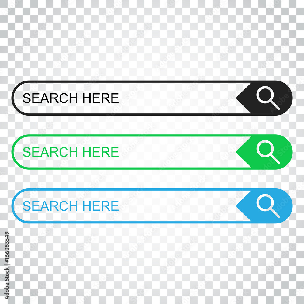 Poster search bar field. set vector interface elements with search button. flat vector illustration on isol