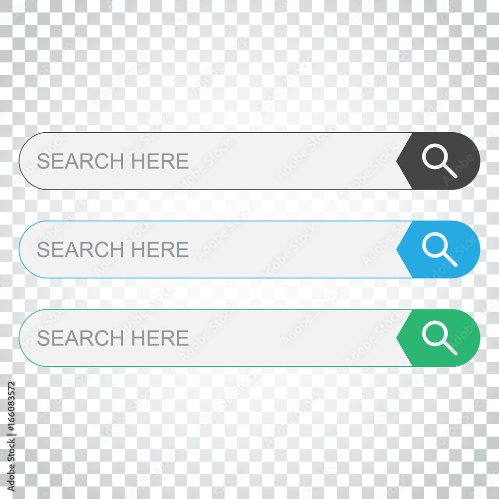 Poster search bar field. set vector interface elements with search button. flat vector illustration on isol