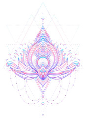 Fototapeta na wymiar Mandala. Beautiful vintage round pattern. Vector illustration. Psychedelic neon composition. Indian, Buddhism, Spiritual Tattoo, yoga, spirituality.