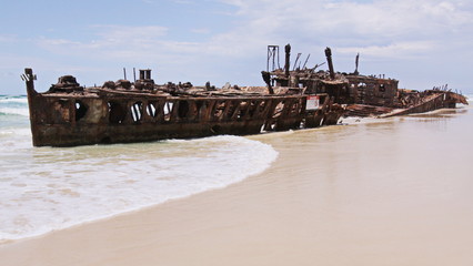 Schiffswracke Maheno on Fraser Island in Australien