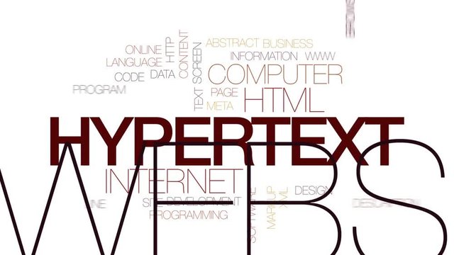 Hypertext animated word cloud, text design animation. Kinetic typography.