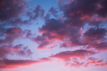 Naklejka na ściany i meble blue sky with clouds on the sunset