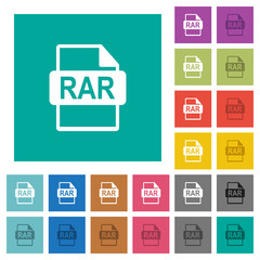 RAR file format square flat multi colored icons