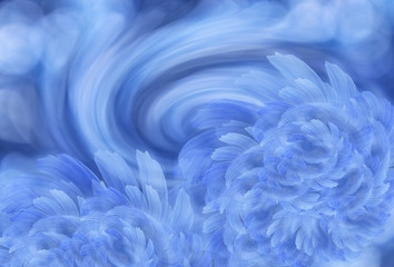 Abstract blue-white background with blue peony flowers. Flower Arrangement. Nature.